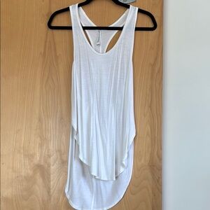 Joah Brown White Asymmetrical Tank Top